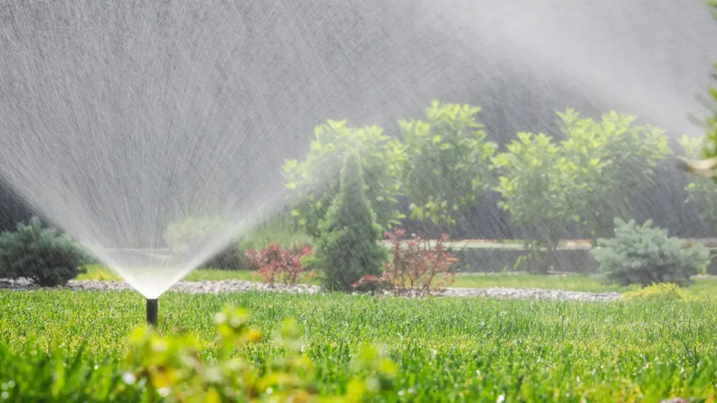 Residential sprinkler on a lawn